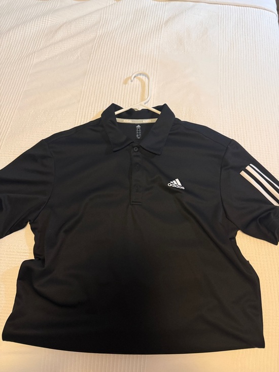 adidas Other - WAdidas Men’s Medium Black Polo Shirt with Three-Stripe Sleeve Golf